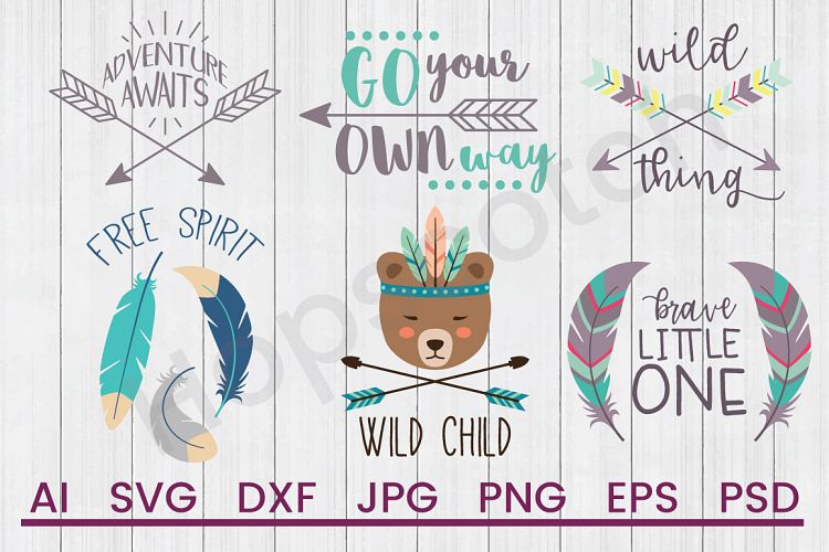 Wild SVG Bundle, Rustic SVG, Feather SVG, Arrow SVG, DXF File, Cuttable File