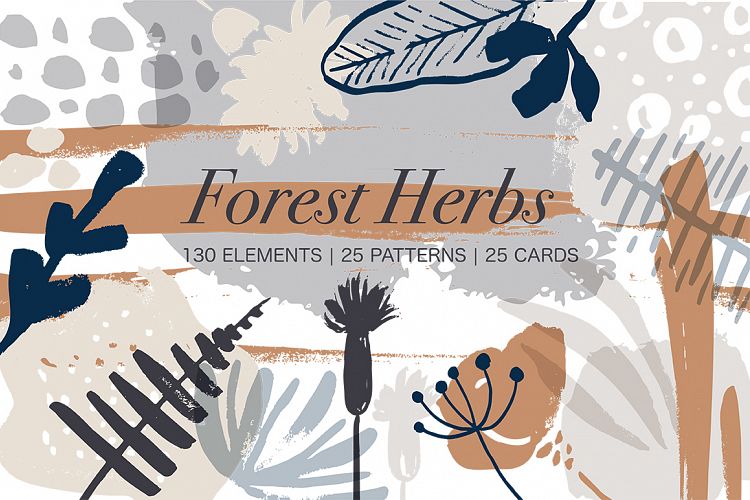 Forest herbs. Big graphic set.