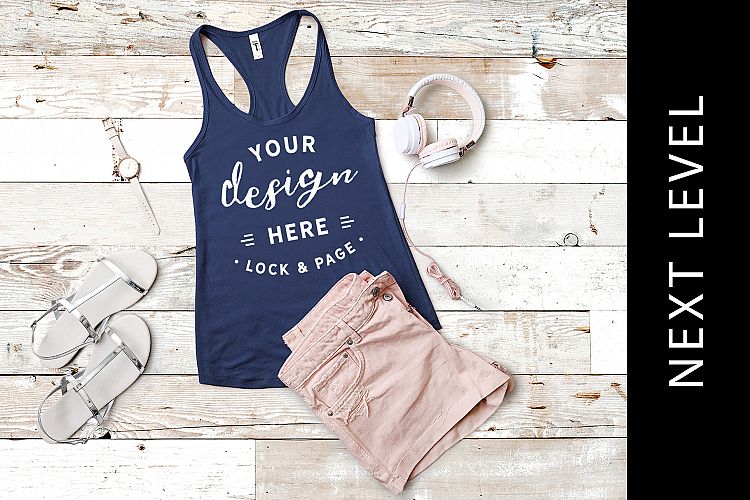 Indigo Next Level 1533 Tanktop Vest Mockup Ladies Racerback