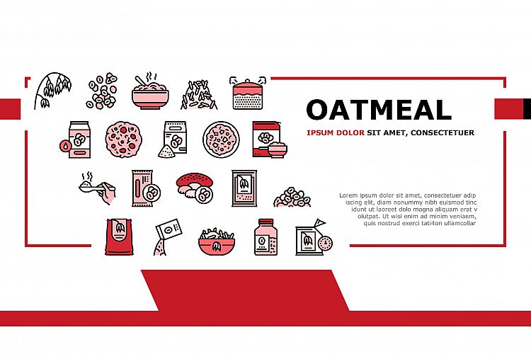 Oatmeal Nutrition Landing Header Vector example image 1