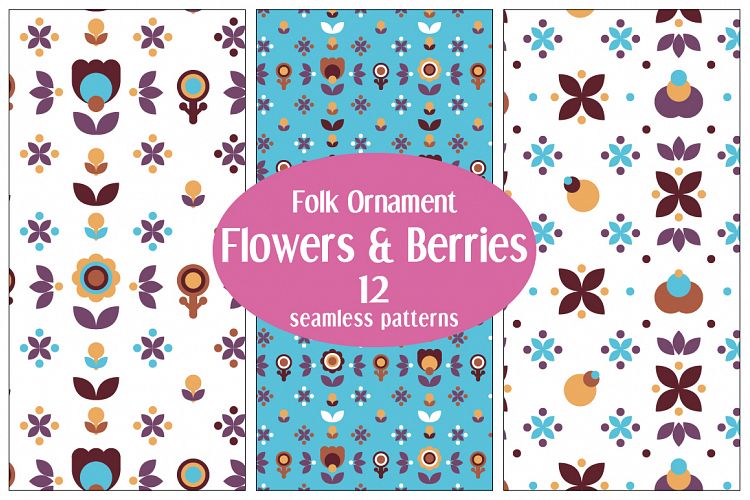 12 Floral Folk Patterns