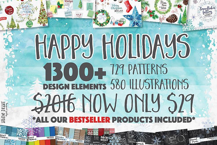 Christmas Super Bundle of Patterns and Illustrations