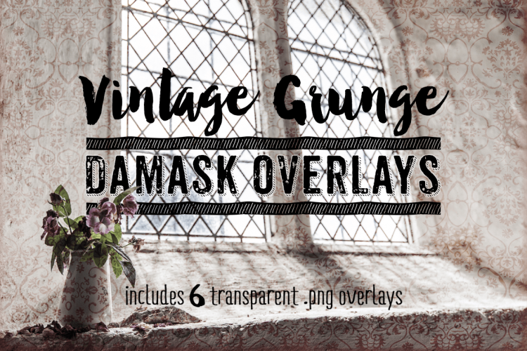Damask Textures - Vintage Grunge Damask Overlay Textures
