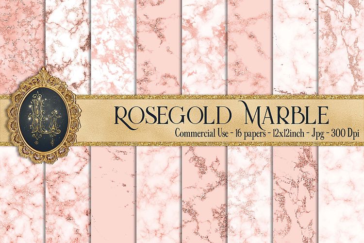 16 Rose Gold Blush Pink Glitter Marble Texture Digital Paper