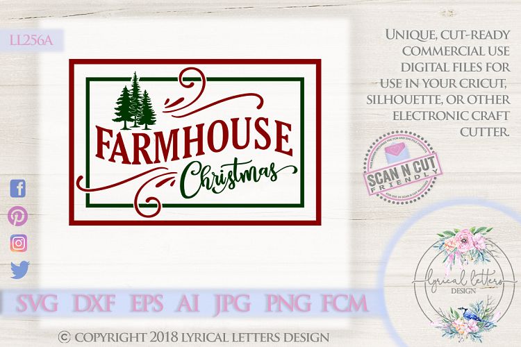 NEW! Farmhouse Christmas SVG DXF LL256A