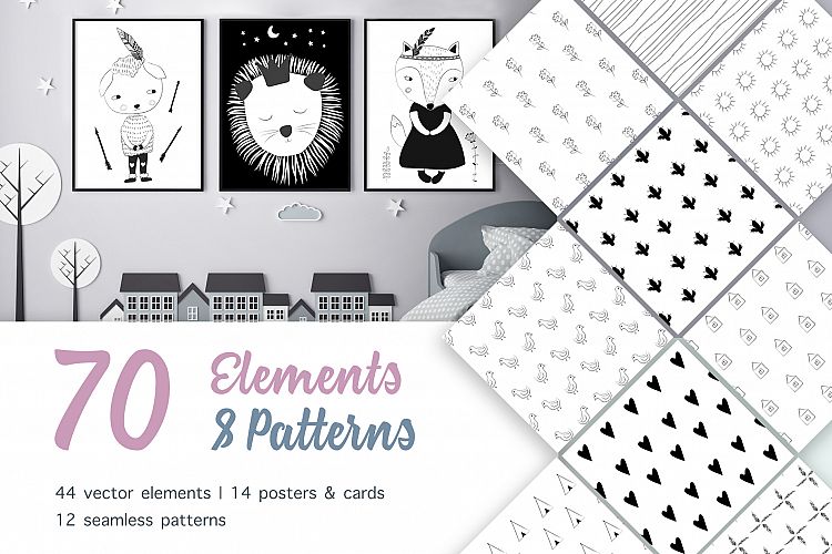 Black & White Kids Illustrations