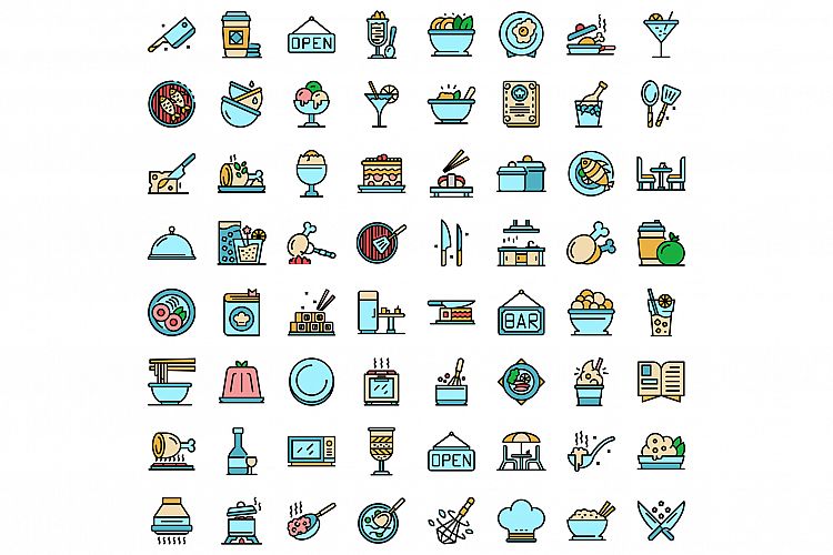 Restaurant icons set vector flat example image 1