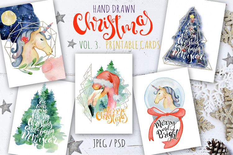 Christmas watercolor cards Vol.3