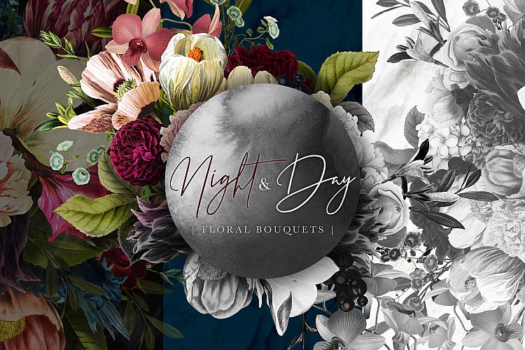 Night and Day Floral Bouquet Graphics