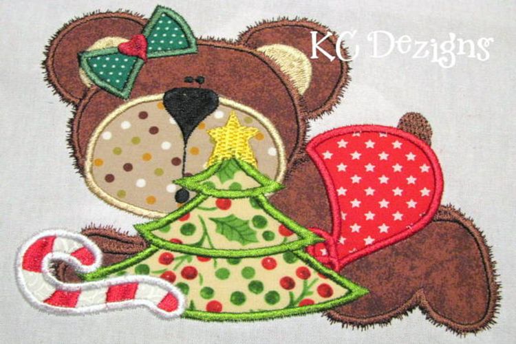 Christmas Baby Bear Machine Applique Embroidery Design