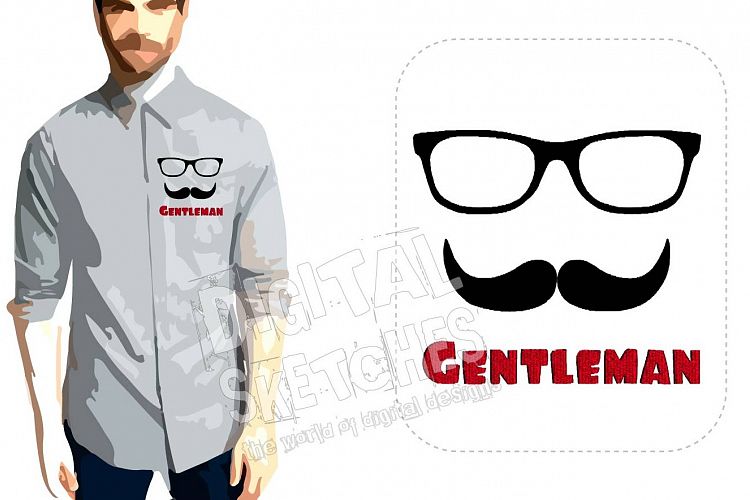 Gentleman Mustache Machine Embroidery Design 3 Sizes