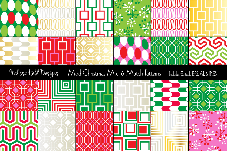 Mod Christmas Mix   Match Pattern Bundle