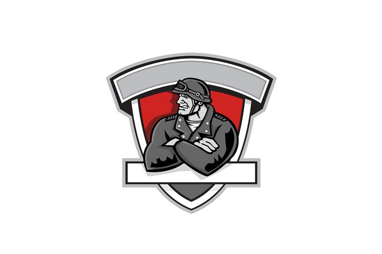 Angry Biker Arms Crossed Shield