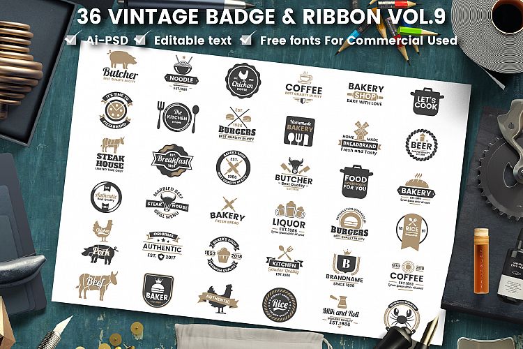 36 VINTAGE BADGE & RIBBON Vol.9