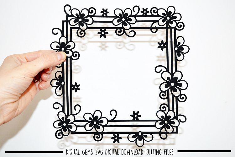 Flower frame paper cut SVG / DXF / EPS files
