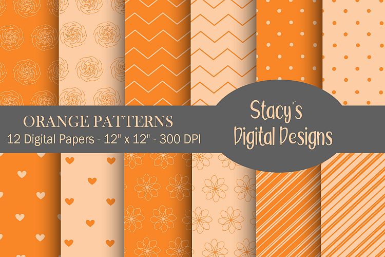 Orange Patterns - 12 Digital Papers