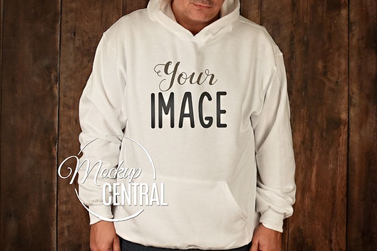 Download Men's White Hoodie Sweatshirt Mockup, Grey Shirt Mock Up