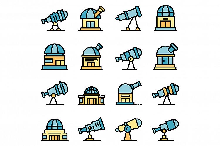 Planetarium icons set vector flat example image 1