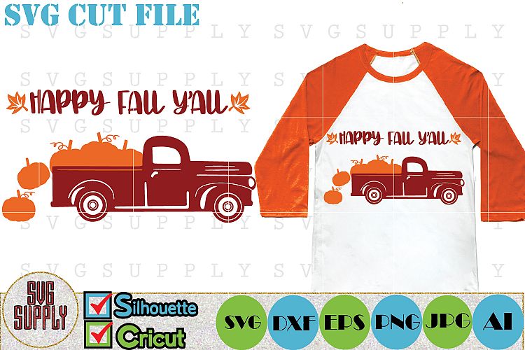 Download Happy Fall Y'all Truck SVG Cut File (126084) | Cut Files ...