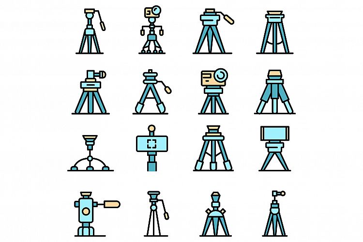 Tripod icons set vector flat example image 1