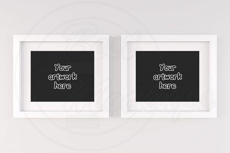 Set of 2 white empty frames mock up