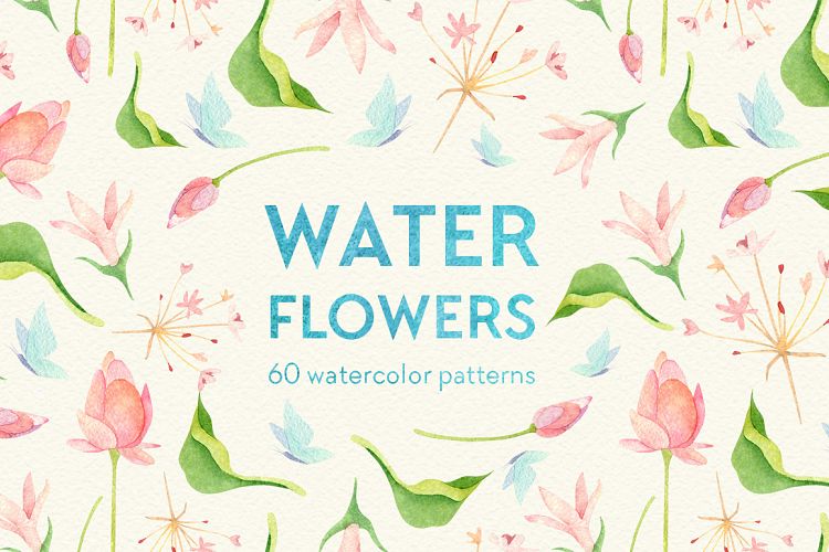 Wetland floral watercolor patterns
