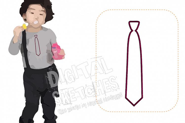 Tie Applique Design Machine Embroidery Design 3 Sizes