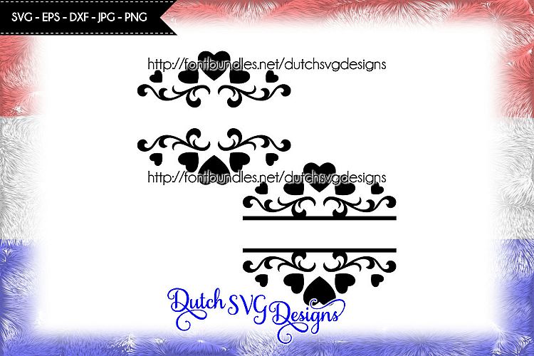 2 Split monogram cutting files with hearts, in Jpg Png SVG EPS DXF, for Cricut & Silhouette, heart svg, monogram svg, split monogram svg