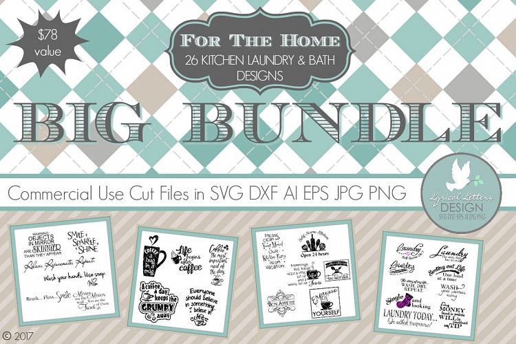 Kitchen Laundry & Bath Big Bundle LLBB001 Cut files in SVG DXF EPS AI JPG PNG