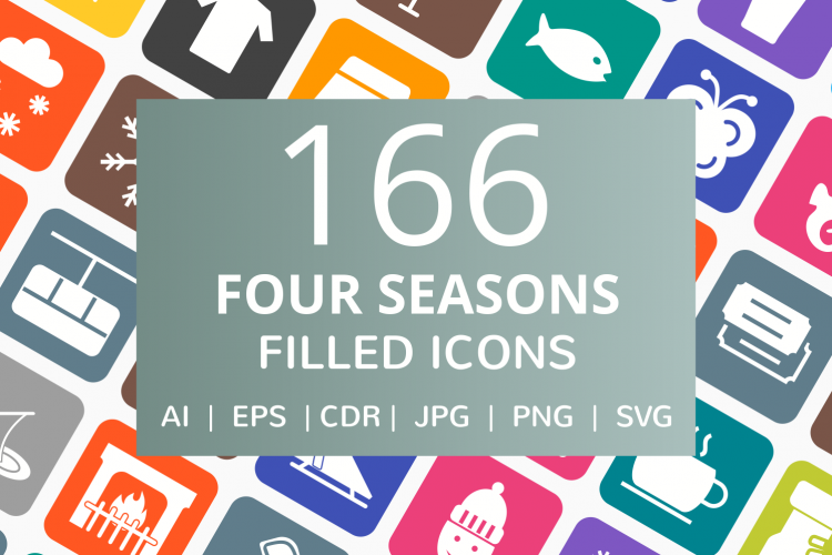 166 Four Seasons Filled Round Corner Icons