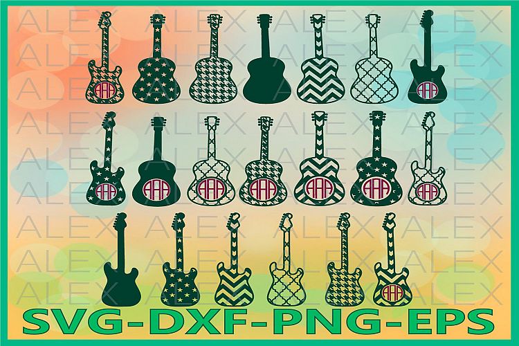 Download Guitar Svg Guitar Cricut Cut Files Guitar Monogram Svg