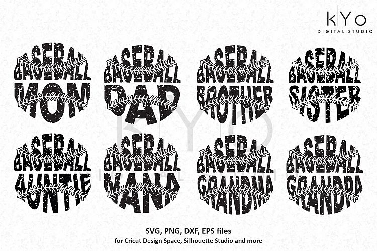 Distressed Baseball ball Mom Dad Brother Sister Auntie Nana Grandpa Grandma t shirt design