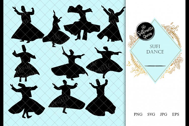 Sufi Dance svg, dance cricut files, black dancer silhouette