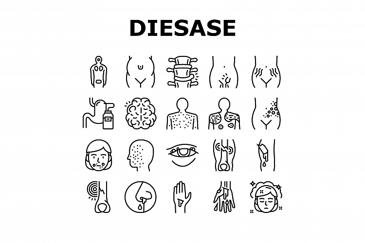 Disease Health Problem Collection Icons Set Vector example image 1