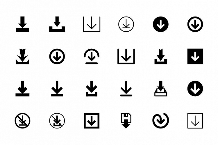 24 Download icon set on white background