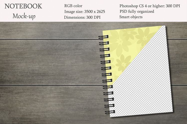 Notebook mockup. Sketchbook mockup.