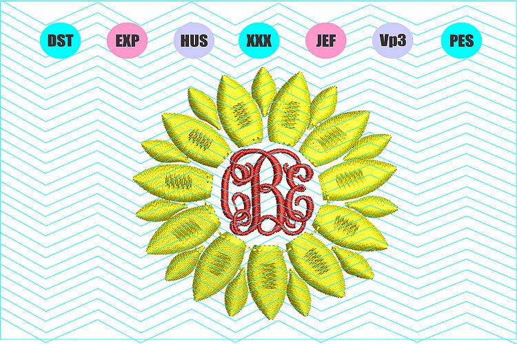 Sunflower Machine Embroidery Design 5 Sizes-INSTANT DOWNLOAD