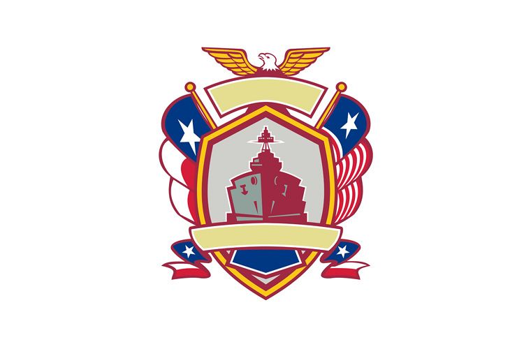 Texas Warship Lone Star Flag Crest Icon