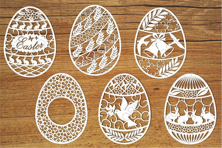 Easter eggs (set 1) SVG files for Silhouette Cameo and Cricut. Easter eggs clipart included. Happy Easter, Decorative egg monogram  svg cutting files