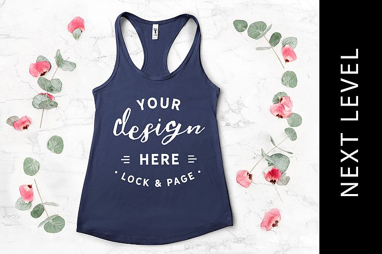 Indigo Next Level 1533 Tank Top Mockup Floral Background