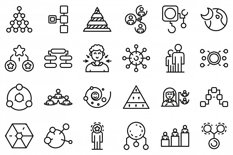 Hierarchy icons set, outline style example image 1