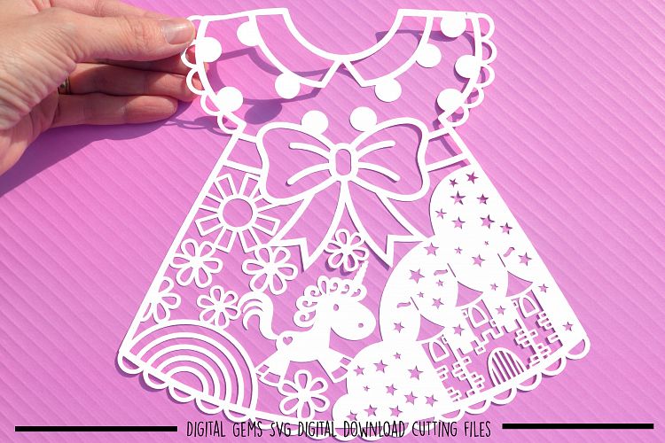 Unicorn dress paper cut SVG  DXF  EPS files