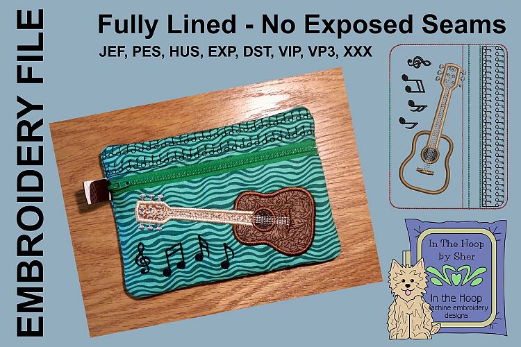 ITH Guitar Zipper Bag - Fully Lined, 5X7 HOOP