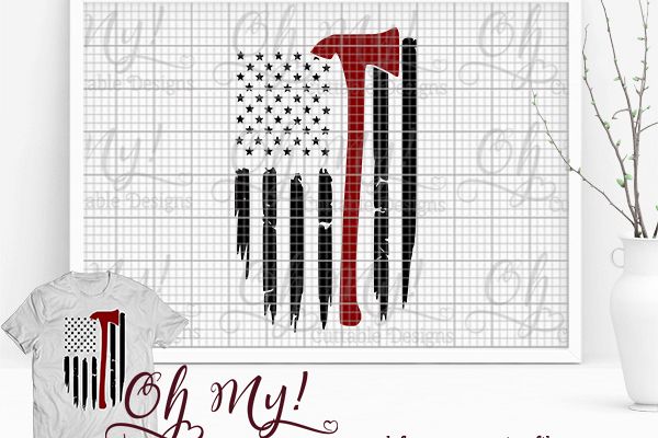 Distresses Flag with Axe - SVG Cutting File