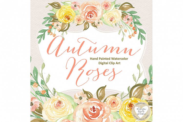 Watercolor Autumn Roses clipart