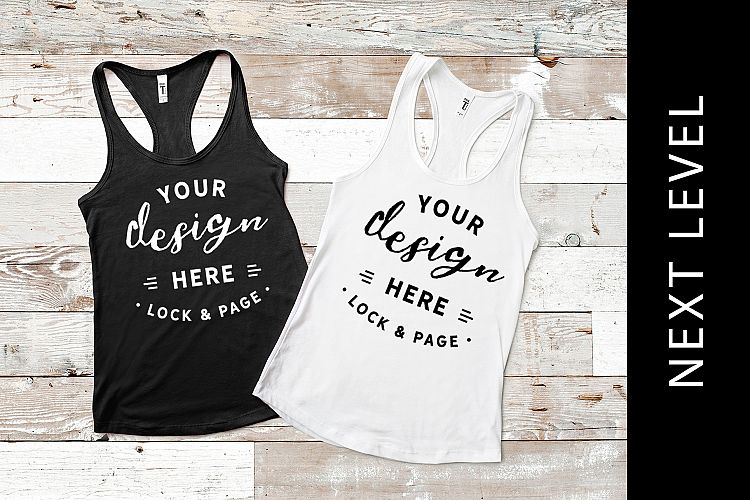 Black Next Level 1533 Summer Tank Top Mockup Flat Lay