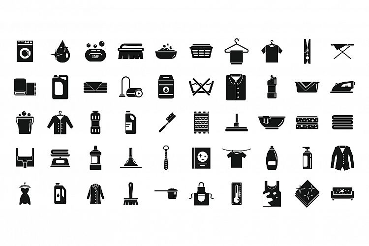 Dry cleaning icons set, simple style example image 1