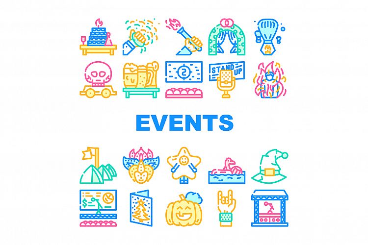 Events And Festival Collection Icons Set Vector example image 1
