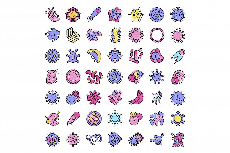 Bacteria icons vector flat example image 1