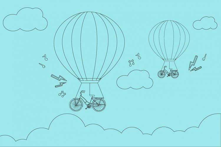 bicycle air balloons illustration